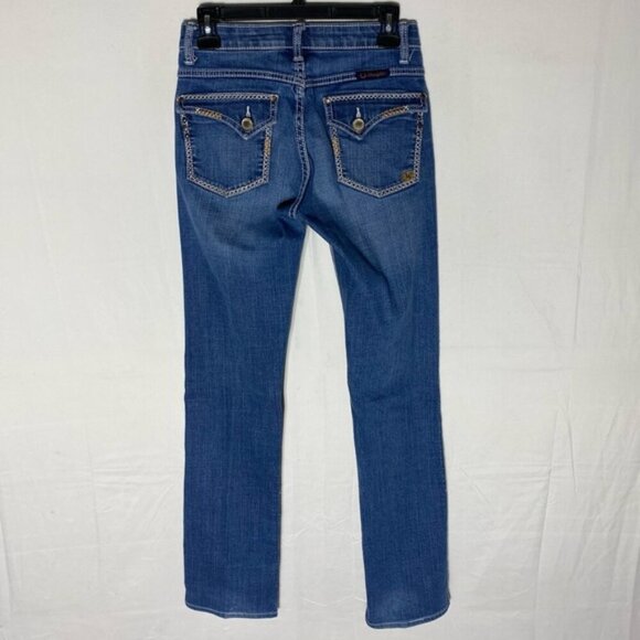 Wrangler Q Baby Med Wash Low Mid Rise Flap Pocket Straight Leg Jeans 28X36 - Picture 2 of 15